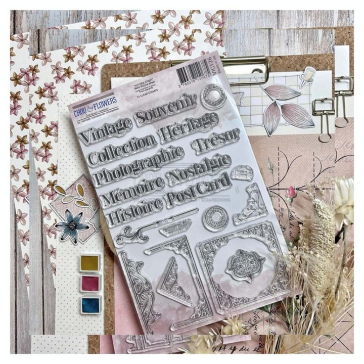 Tampons transparents Victoria street Mots 21 pcs - Chou & Flowers - Rougier et Plé