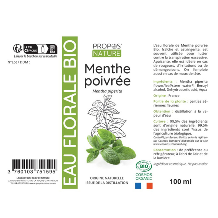 Hydrolat Menthe poivrée Bio 100 ml - Joli'Essence - Rougier et Plé
