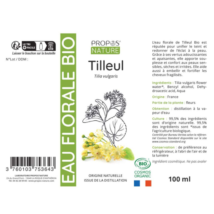 Hydrolat Tilleul Bio 100 ml - Joli'Essence - Rougier et Plé