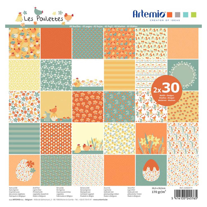 Bloc de 60 feuilles Les poulettes 170g - Artemio - Rougier et Plé