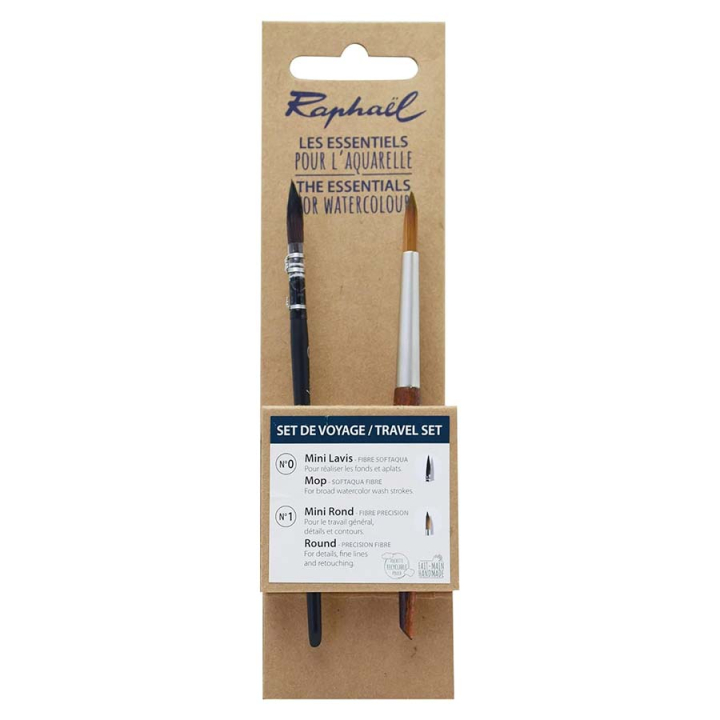 Pinceaux pour peinture aquarelle Set de Voyage 2 pcs - Raphaël - Rougier et Plé