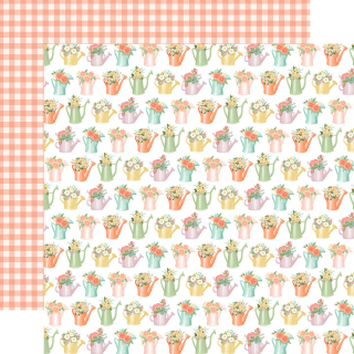 Here Comes Spring Papier imprimé Watering Can Bouquet - Echo Park - Rougier et Plé