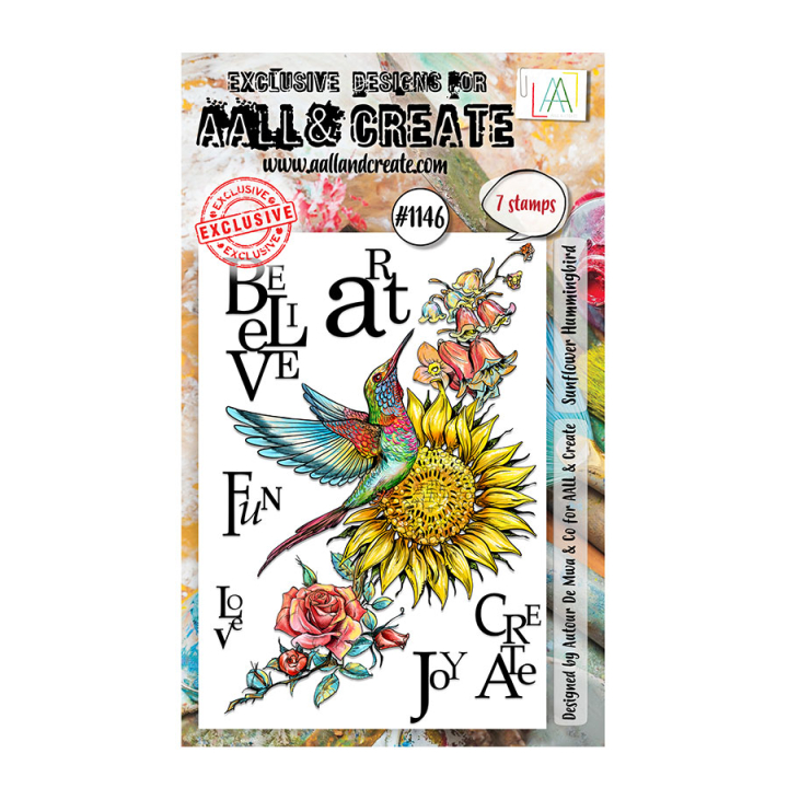 Tampons transparents N°1146 Sunflower Hummingbird - AALL & CREATE - Rougier et Plé