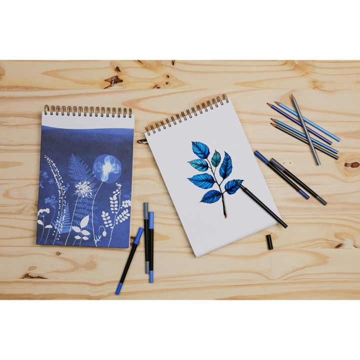 Carnet Beaux-arts Spirale haut Cyanotype A4 21 x 29,7 cm 40 feuilles Blanc - Clairefontaine - Rougier et Plé