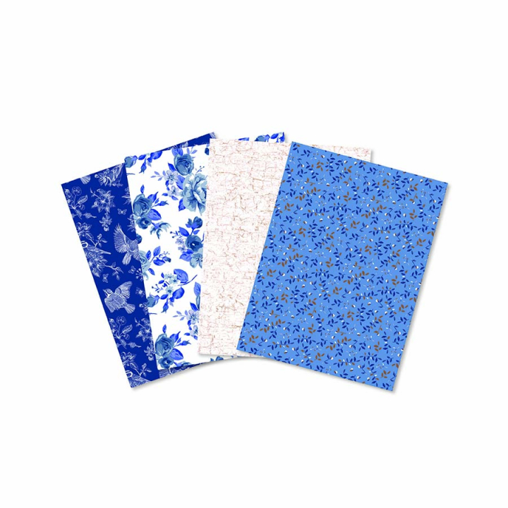 Papier Mix & Patch 30 x 40 cm 4 pcs Nuances de bleu - Décopatch - Rougier et Plé