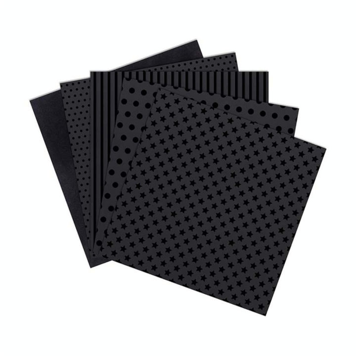 Papier Floqué 185 g 5 pcs 30,5 x 30,5 cm Noir - Clairefontaine - Rougier et Plé