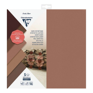 Cuir Synthétique 30,5 x 30,5 cm 5 feuilles - Clairefontaine - Rougier et Plé