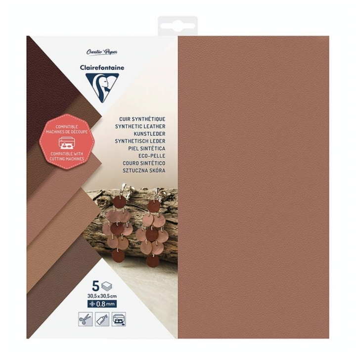 Cuir Synthétique 30,5 x 30,5 cm 5 feuilles - Clairefontaine - Rougier et Plé