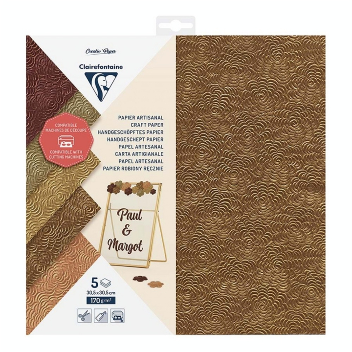 Papier Artisanal 170 g 30,5 x 30,5 cm 5 pcs - Clairefontaine - Rougier et Plé