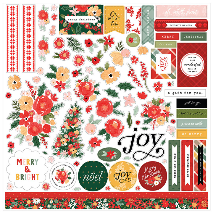 Autocollants Joyful Christmas Flora - Element - Echo Park - Rougier et Plé