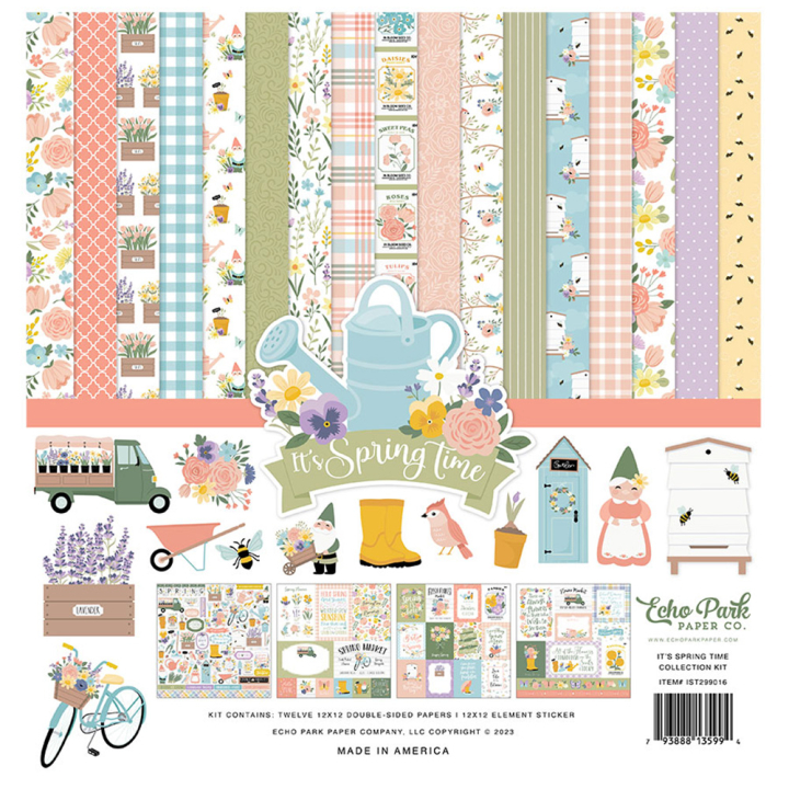 Set de papiers imprimés 30,5 x 30,5 cm It's Spring Time - Collection Kit 13 pcs - Echo Park - Rougier et Plé