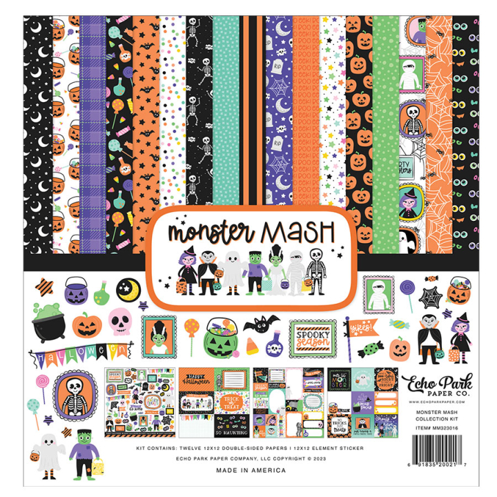 Set de papiers imprimés 30,5 x 30,5 cm Monster Mash - Collection Kit 13 pcs - Echo Park - Rougier et Plé