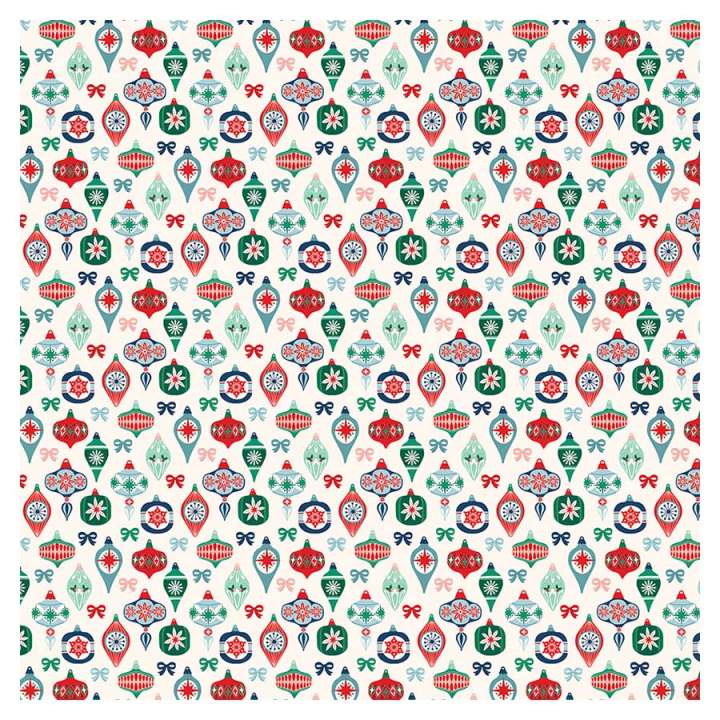 Papier imprimé 30,5 x 30,5 cm Happy Holidays - Ornaments and Bows - Echo Park - Rougier et Plé