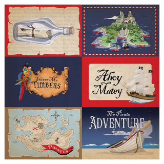 Papier imprimé 30,5 x 30,5 cm Pirates - Multi Journaling Cards - Echo Park - Rougier et Plé