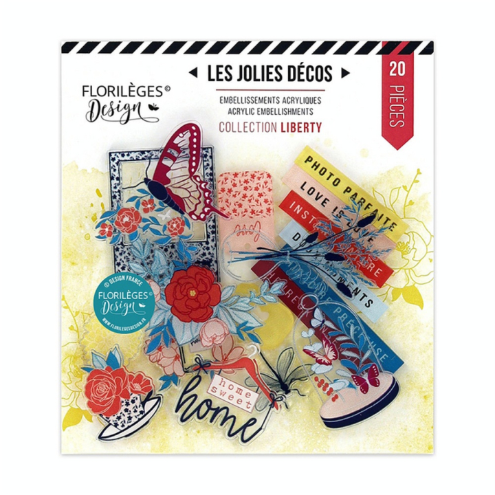 Embellissement en acrylique Liberty 20 pcs - Florilèges Design - Rougier et Plé