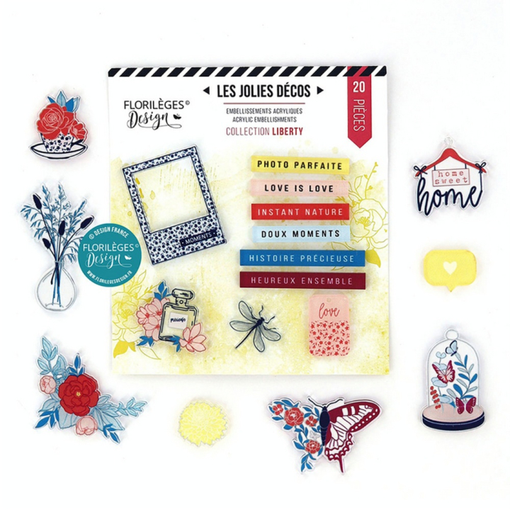 Embellissement en acrylique Liberty 20 pcs - Florilèges Design - Rougier et Plé