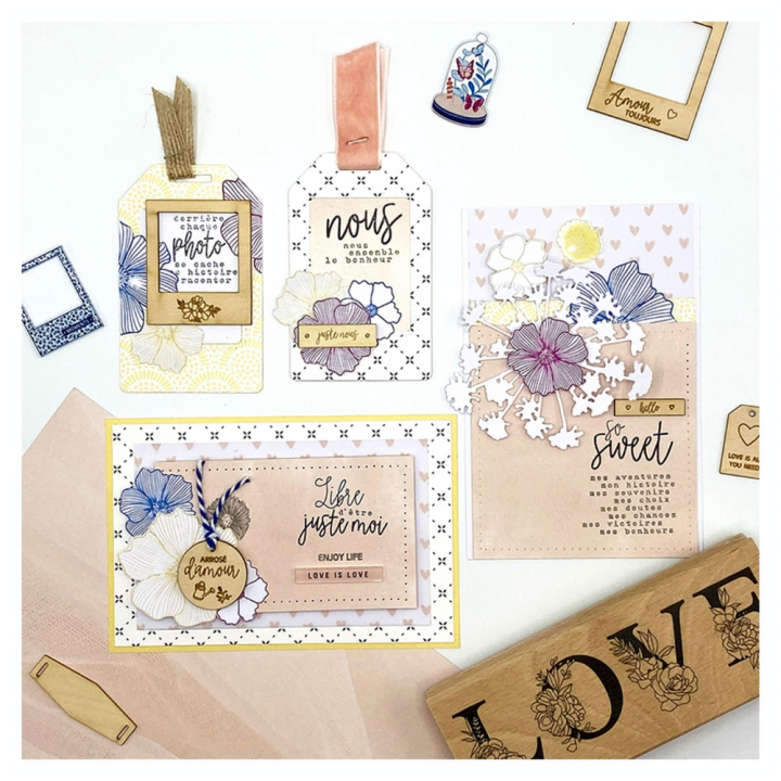 Embellissements en bois Liberty 24 pcs - Florilèges Design - Rougier et Plé