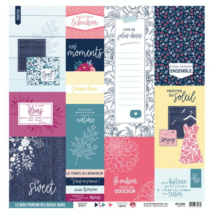 Papier imprimé 30,5 x 30,5 cm 250 g/m² Liberty - N°3 - Florilèges Design - Rougier et Plé