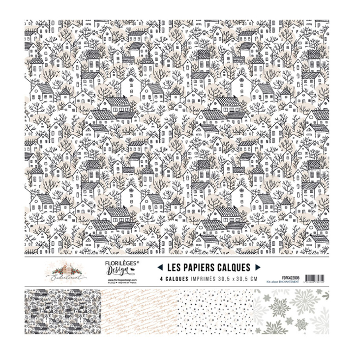 Kit papiers calques 30,5 x 30,5 cm 112 g/m² Enchantement 4 pcs - Florilèges Design - Rougier et Plé