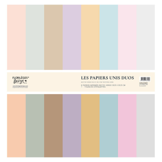 Kit de papiers imprimés unis 30,5 x 30,5 cm 250 g/m² À petits pas - Duo Pastel 9 pcs - Florilèges Design - Rougier et Plé