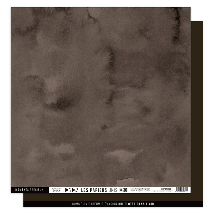 Papier imprimé uni 30,5 x 30,5 cm 250 g/m² Vue sur mer - N°36 Marron chocolat - Florilèges Design - Rougier et Plé