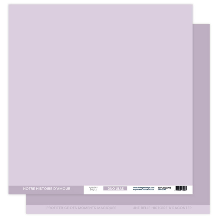 Papier imprimé uni 30,5 x 30,5 cm 250 g/m² À petits pas - Duo Lilas - Florilèges Design - Rougier et Plé