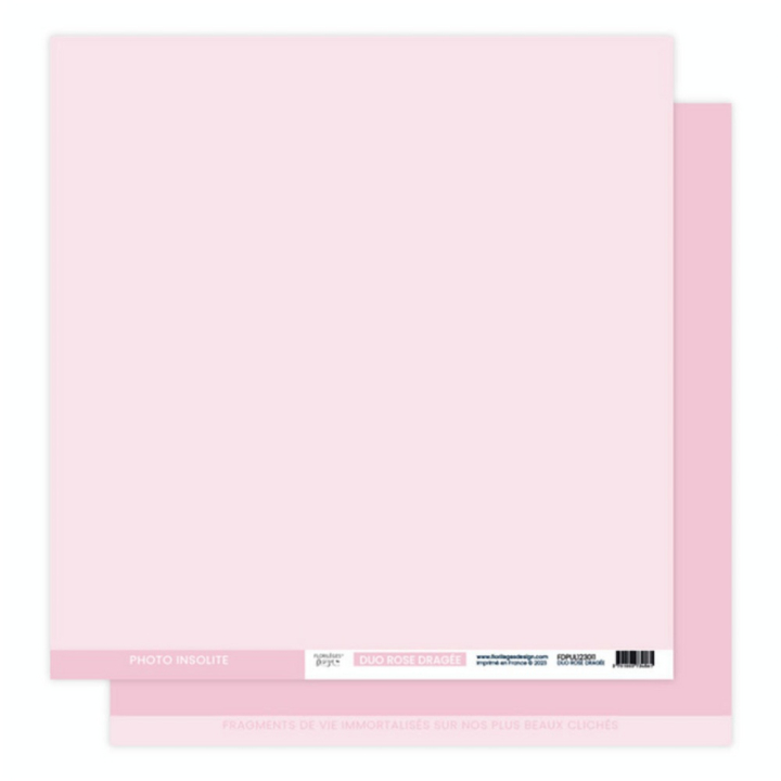 Papier imprimé uni 30,5 x 30,5 cm 250 g/m² À petits pas - Duo Rose dragé - Florilèges Design - Rougier et Plé