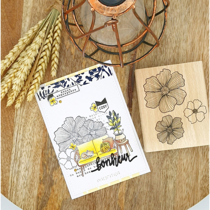 Tampon en bois Fleurs striées - Florilèges Design - Rougier et Plé