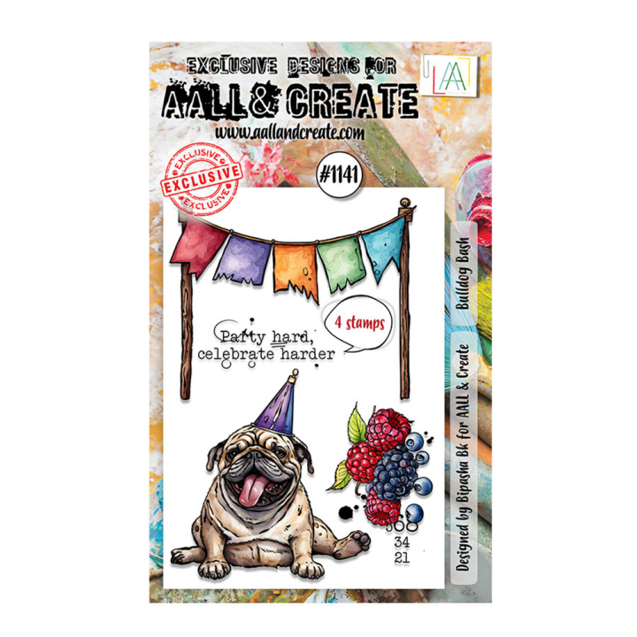 Tampons transparents N°1141 - Bulldog bash 4 pcs - AALL & CREATE - Rougier et Plé