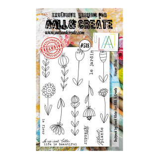 Tampons transparents N°518 Flowers Sticks - AALL & CREATE - Rougier et Plé