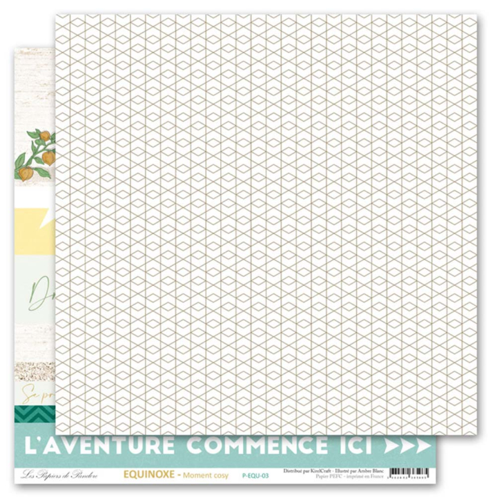 Papier imprimé 30,5 x 30,5 cm 170 g/m² Equinoxe - Moment cosy - Les Papiers de Pandore - Rougier et Plé