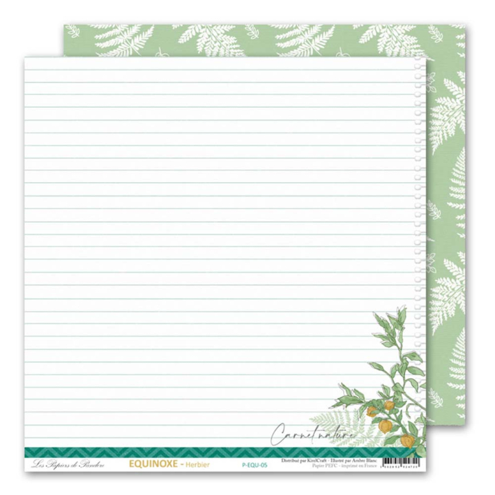 Papier imprimé 30,5 x 30,5 cm 170 g/m² Equinoxe - Herbier - Les Papiers de Pandore - Rougier et Plé
