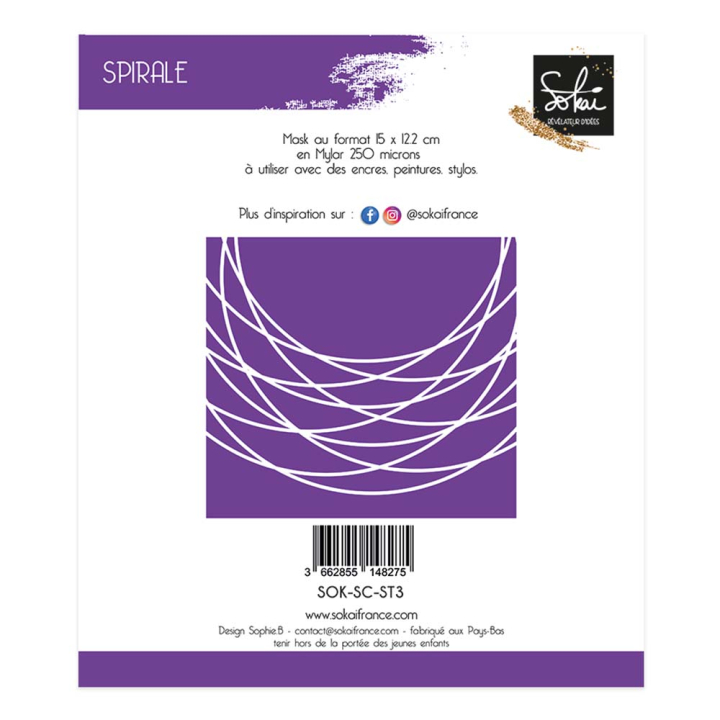 Pochoir masque 15 x 12,2 cm So'Charming - Spirale - Sokaï - Rougier et Plé