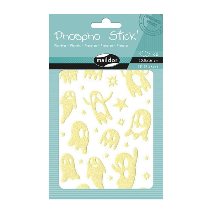Stickers phosphorescents Fantômes 68 pcs - Maildor - Rougier et Plé