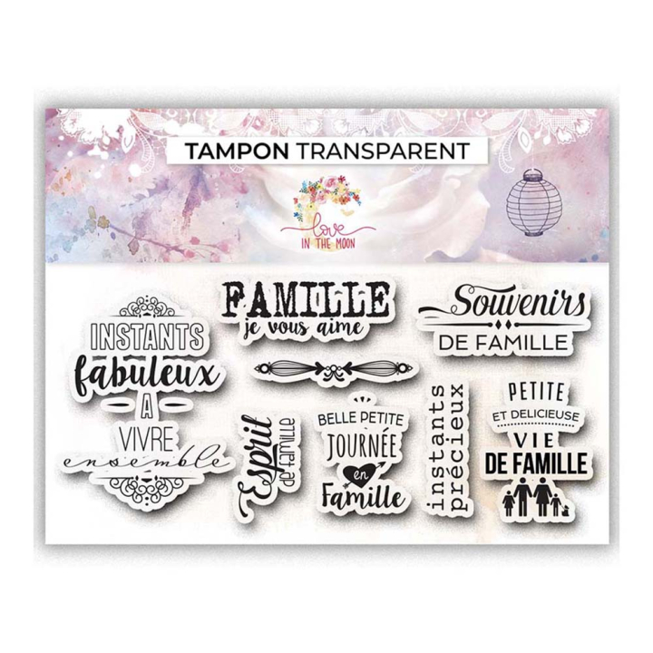 Tampons transparents Famille je vous aime 8 pcs - Love in the moon - Rougier et Plé