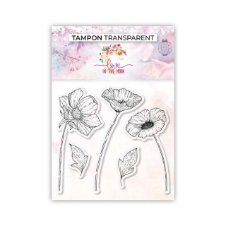 Tampons transparents Fleurs et feuillages 5 pcs - Love in the moon - Rougier et Plé
