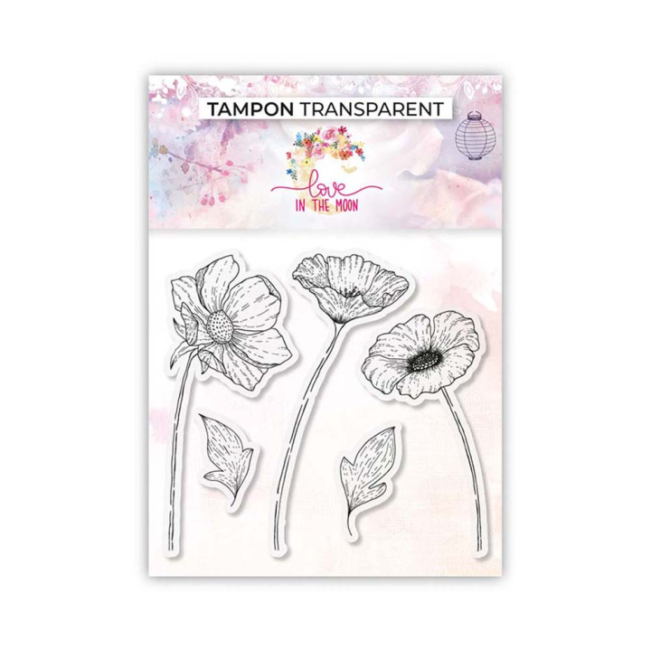Tampons transparents Fleurs et feuillages 5 pcs - Love in the moon - Rougier et Plé