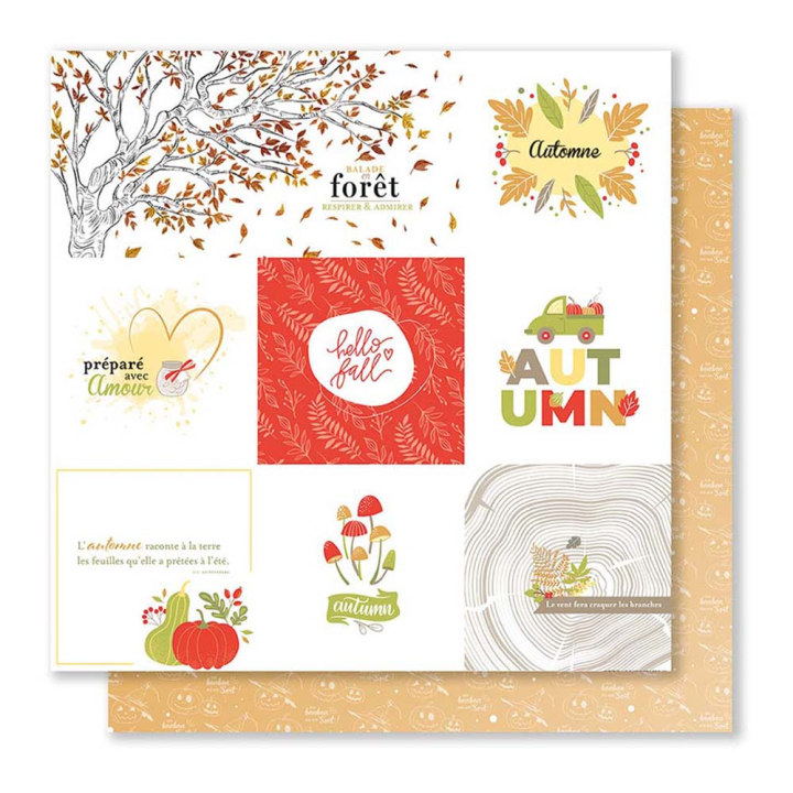 Papier imprimé 30,5 x 30,5 cm Automne Gourmand N°6 - Mes ptits ciseaux - Rougier et Plé