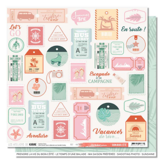 Papier imprimé 30,5 x 30,5 cm Bonjour l'été - Un ticket pour… - Les Ateliers de Karine - Rougier et Plé