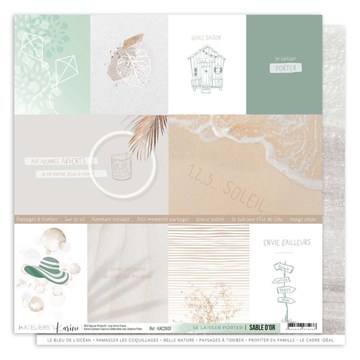 Papier imprimé 30,5 x 30,5 cm Sable d'or - Se laisser porter - Les Ateliers de Karine - Rougier et Plé