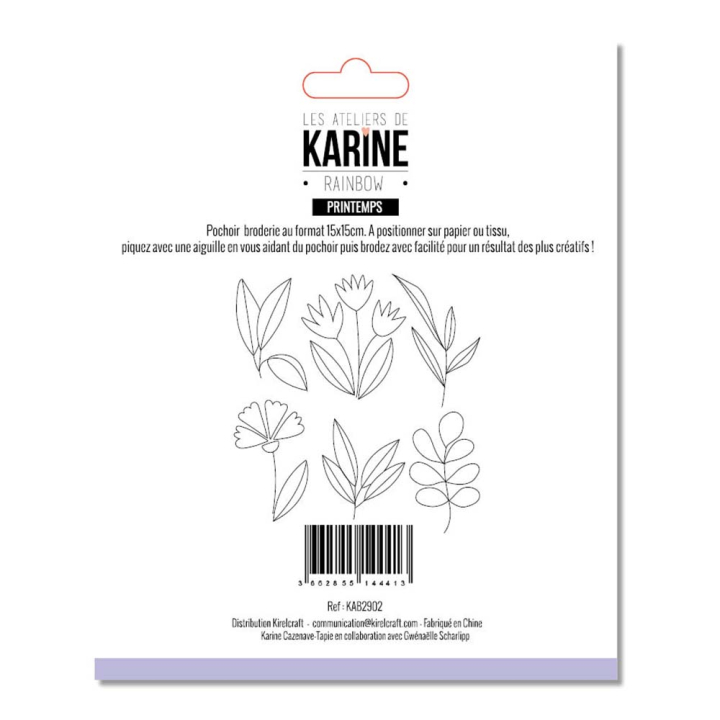 Pochoir de broderie Printemps - Les Ateliers de Karine - Rougier et Plé