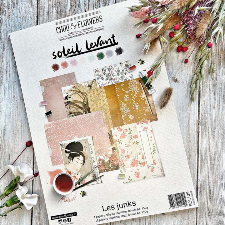 Set de papeterie créative 21 x 29,7 cm Soleil levant - Les Junks 20 pcs - Chou & Flowers - Rougier et Plé