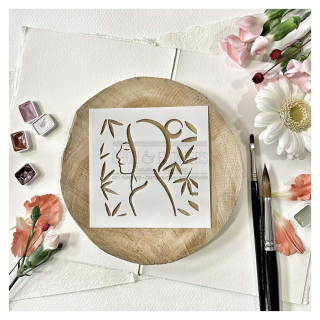Pochoir 10 x 10 cm Esquisse - Chou & Flowers - Rougier et Plé