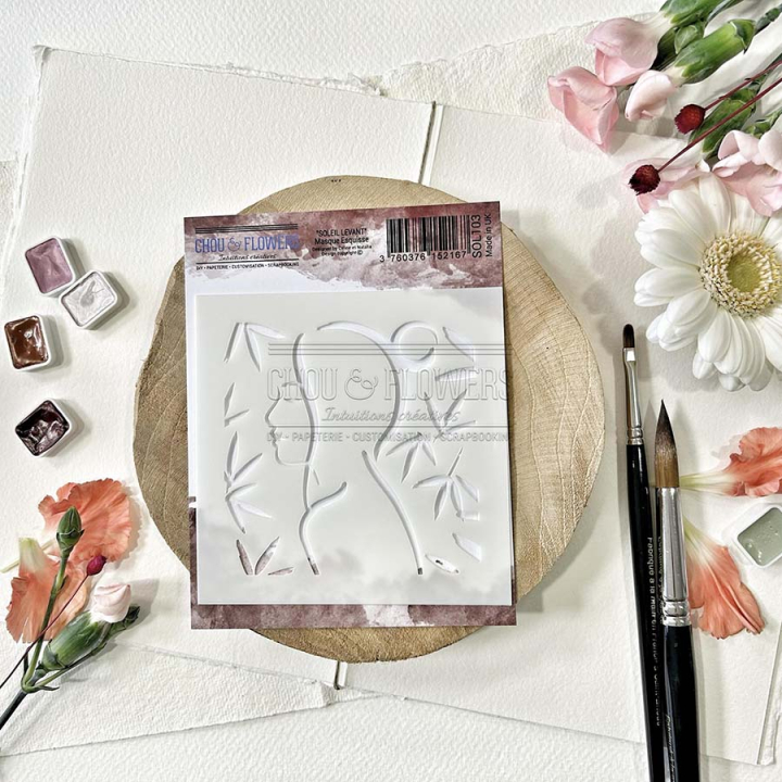 Pochoir 10 x 10 cm Esquisse - Chou & Flowers - Rougier et Plé
