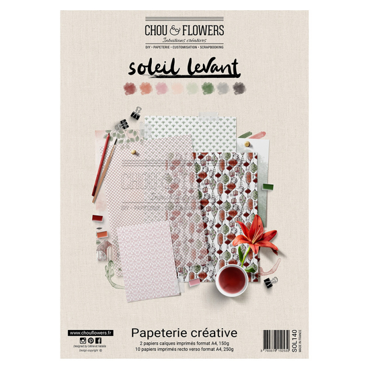 Set de papeterie créative 21 x 29,7 cm Soleil levant 12 pcs - Chou & Flowers - Rougier et Plé