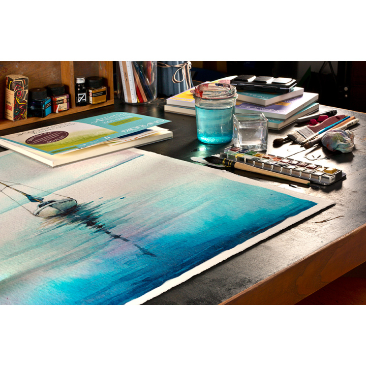 Bloc de papier 300 g/m² Grain torchon Artistico Blanc - Fabriano - Rougier et Plé