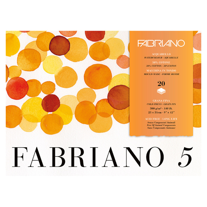 Bloc de papier aquarelle 300 g/m² Grain fin 5 - Fabriano - Rougier et Plé