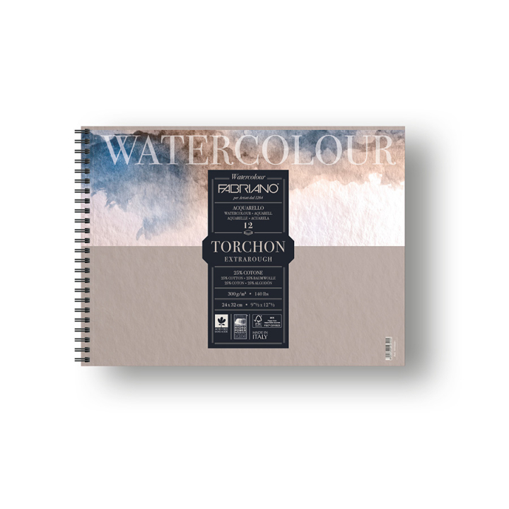 Bloc de papier aquarelle à spirale 300 g/m² Grain torchon Watercolour - Fabriano - Rougier et Plé