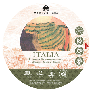 Bloc papier aquarelle 300 g/m ² Grain fin Italia Blanc naturel Rond - Magnani 1404 - Rougier et Plé
