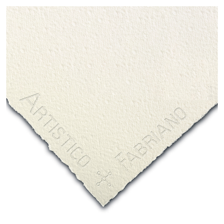 Feuille de papier aquarelle 300 g/m² Grain fin Artistico Extra Blanc Bords frangés - Fabriano - Rougier et Plé